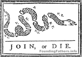 Franklin's Join or Die snake woodcut